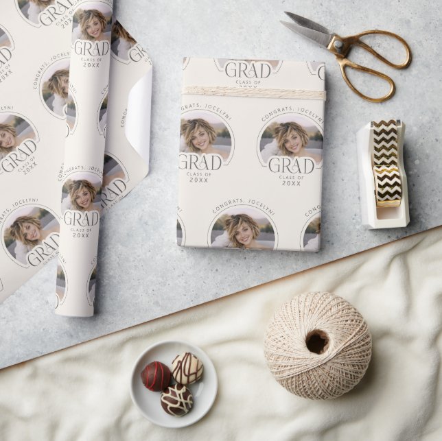 Papier Cadeau Personalized Cream Class of 2026 Photo Grad  (Artisanat)