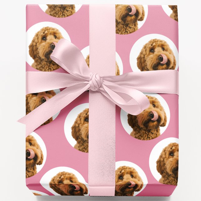 Papier Cadeau Personalized Dog Photo Pink  (Créateur téléchargé)