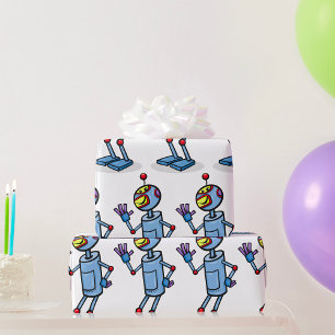 Papier Cadeau Personnage de robot futuriste rétro faisant signe 