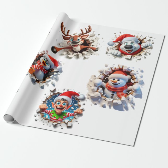 Papier Cadeau Personnages de veille de Noël (Déroulé)