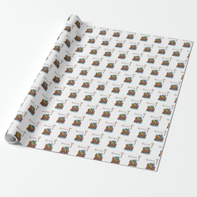 Papier Cadeau Personnalisable, baptême de bébé garçon Arche de N (Déroulé)