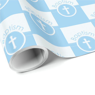 Papier Cadeau Personnalisable, Enfant de Dieu garçon bleu Baptêm
