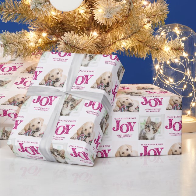 Papier Cadeau Personnalisé 2 Photo Animal de Compagnie Chien JOI (Vacances)