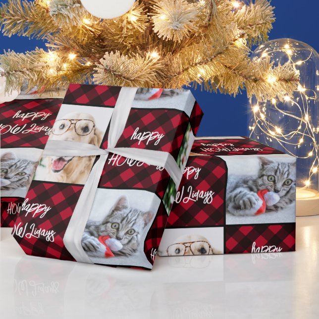 Papier Cadeau Personnalisé 2 Photo Happy HOWLidays Red Buffalo P (Vacances)