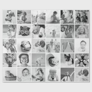 Papier Cadeau Personnalisé 30 Photos Famille moderne et animal d