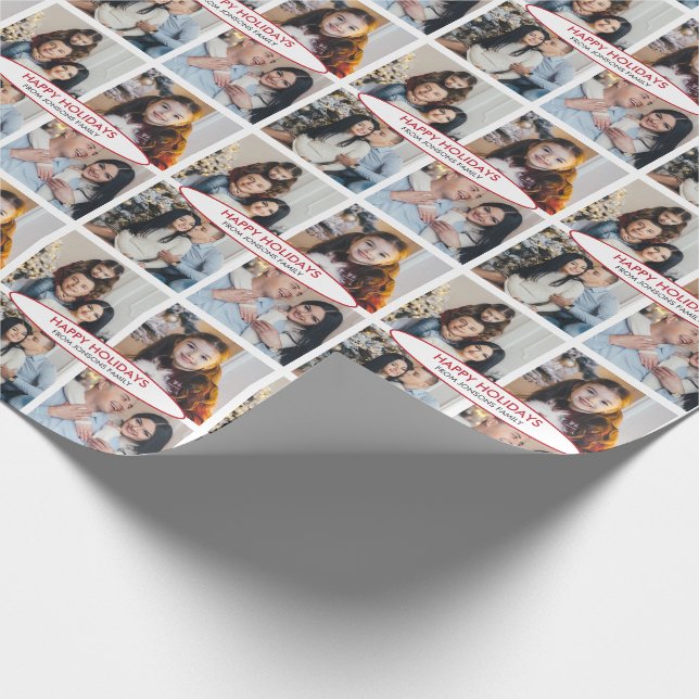 Papier Cadeau Personnalisé 4 Photos Collage Noël (Coin)