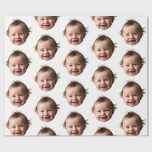 Papier Cadeau Personnalisé Cute Baby Face Photo Maman Papa anniv