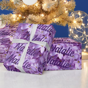 Papier cadeau personnalisé Fleurs Lilac violet