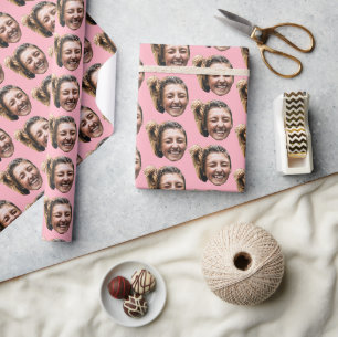 Papier Cadeau Personnalisé Funny Rose Personnalisé Visage Photo