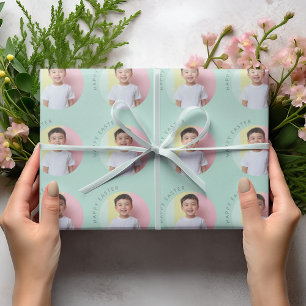 Papier Cadeau Personnalisé Happy Easter Green