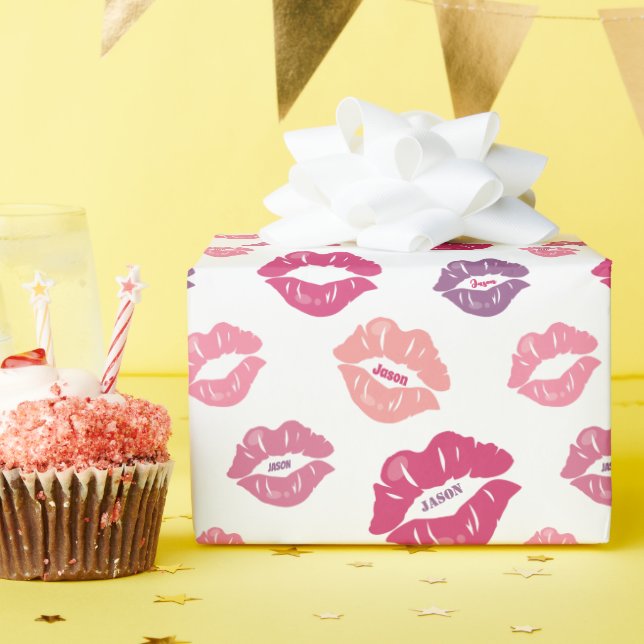 Papier Cadeau Personnalisé J'Ai Votre Nom Sur Les Lèvres (Fête d'anniversaire)