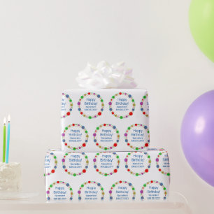 Papier Cadeau Personnalisé Joyeux Anniversaire Nom Orbites color
