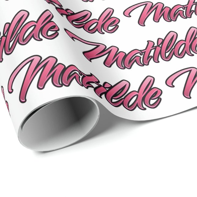 Papier cadeau personnalisé Matilde faded rose (Coin rond)