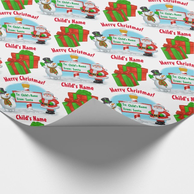 Papier Cadeau Personnalisé North Pôle Père Noël ! (Coin)