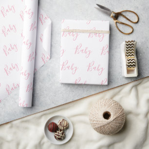 Papier Cadeau Personnalisé Rose Girly Elegant Baby