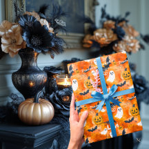 Papier cadeau personnalisé sur le thème d'Hallowee