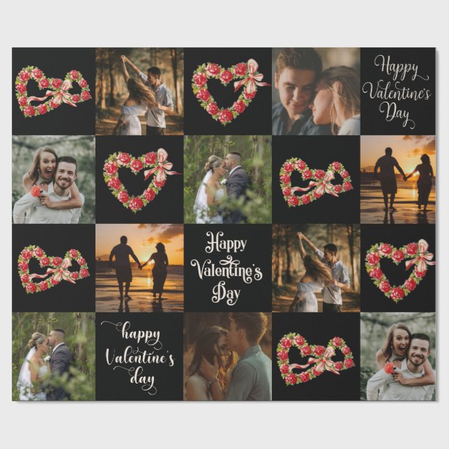 Papier Cadeau Personnaliser 10 Photos Heureuse Sainte-Valentin R (Plat)