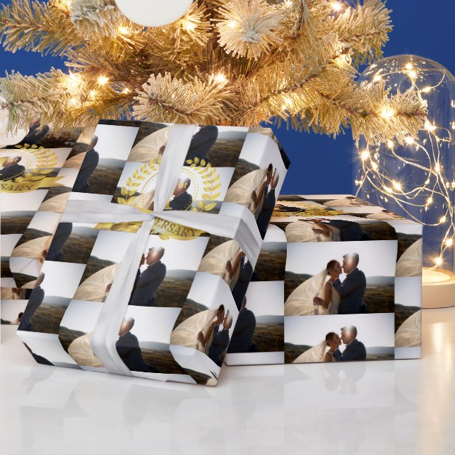 Papier Cadeau Personnaliser 1er Anniversaire Photo Mariage Avec  (Vacances)