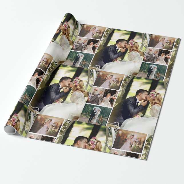 Papier Cadeau Personnaliser 4 Collage Photo Personnalisé (Déroulé)