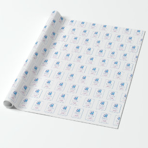 Papier Cadeau Personnaliser, Colombe de baptême adulte sur fond