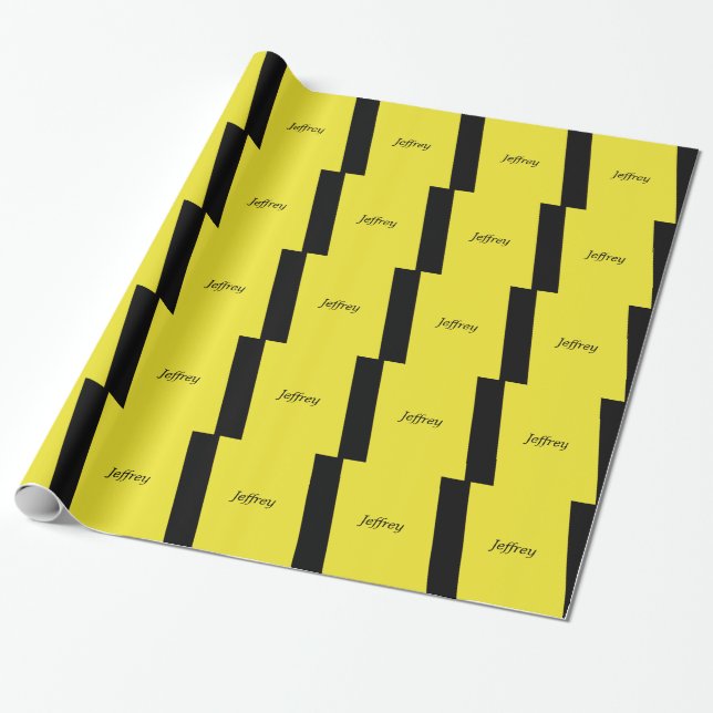 Papier Cadeau Personnaliser de papier à enveloppement rayé jaune (Déroulé)
