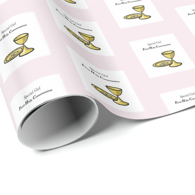 Papier Cadeau Personnaliser, Fille spéciale, Première communion (Coin rond)