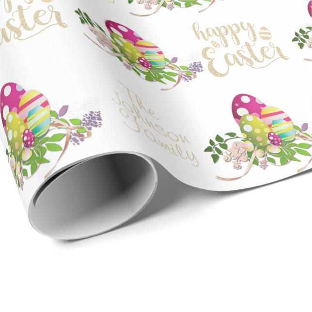 Papier Cadeau Personnaliser Happy Pâques (Coin rond)