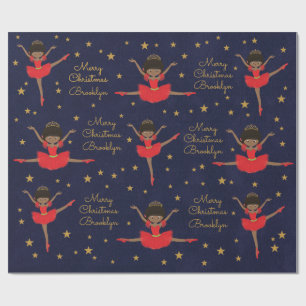 Papier Cadeau Personnaliser la Ballerina de Noël afro-américaine