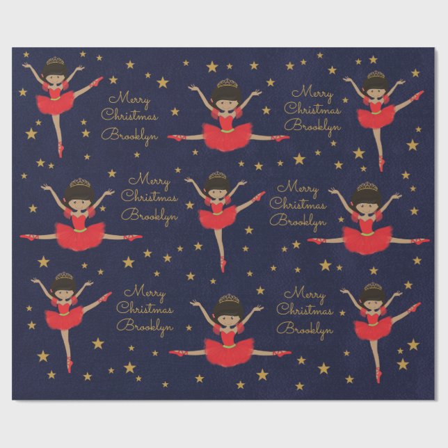 Papier Cadeau Personnaliser la Ballerina de Noël multiculturelle (Plat)