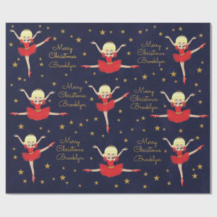 Papier Cadeau Personnaliser la blonde de Noël Ballerina