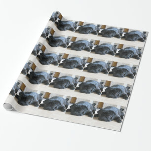Papier Cadeau Personnaliser le Carlin noir mignon Nom d'accessoi