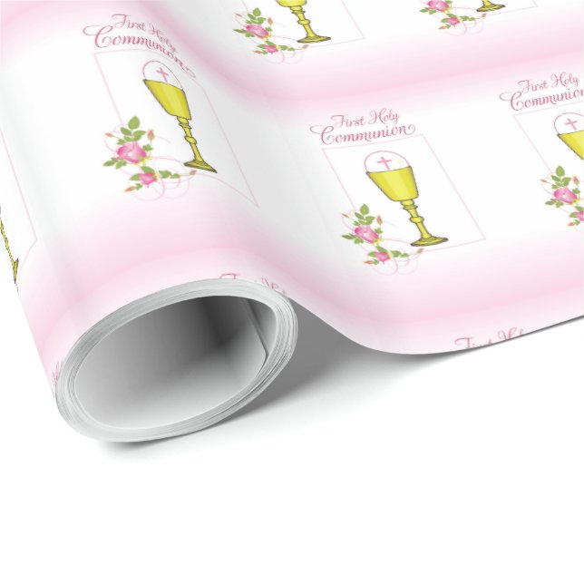 Papier Cadeau Personnaliser le nom de la fille Pink First Holy C (Coin rond)