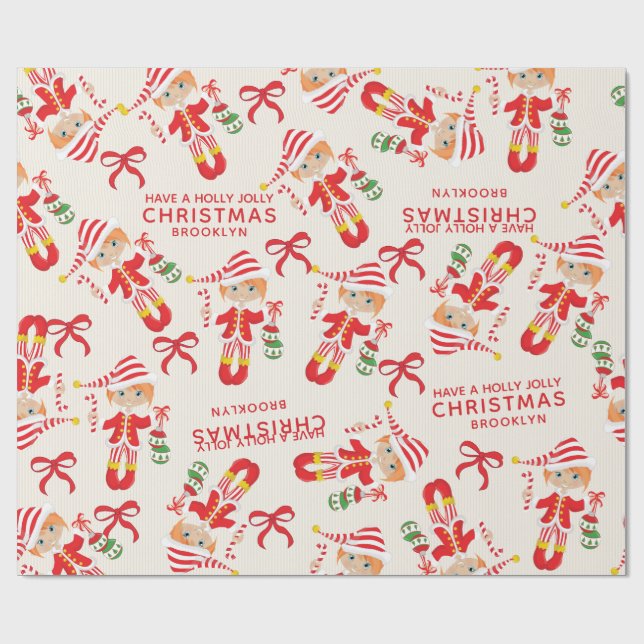 Papier Cadeau Personnaliser l'elfe des cheveux rouges (Plat)