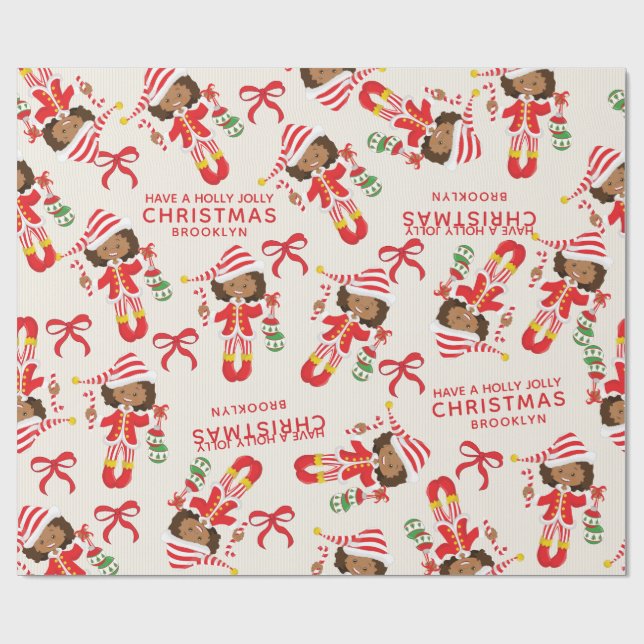Papier Cadeau Personnaliser l'elfe multiculturel (Plat)