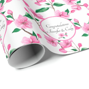 Papier Cadeau Personnaliser les noms Cherry Blossoms Mariage Cad