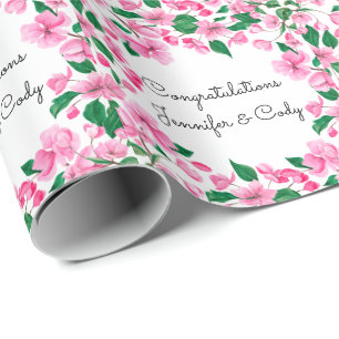 Papier Cadeau Personnaliser les noms Cherry Blossoms Mariage Cad