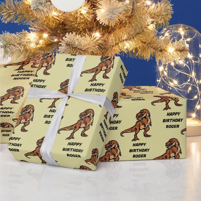Papier Cadeau Personnaliser T-Rex Dinosaur Tyrannosaurus Anniver (Vacances)