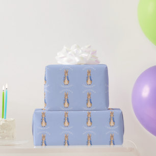 Papier Cadeau Personnaliser veste bleue classique de lapin Baptê