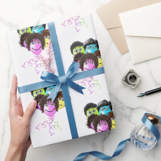 Papier Cadeau Personnes amusantes Groupe de ballons d'anniversai (Cadeaux)