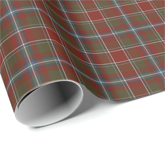 Papier Cadeau Perthshire Scotland Patiné Tartan (Coin rond)