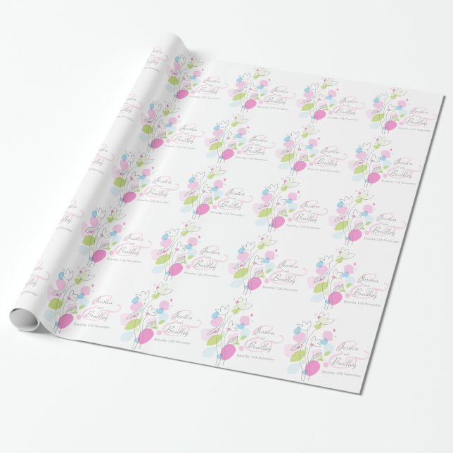 Papier Cadeau Pétales de fleur de confetti moderne enveloppement (Déroulé)