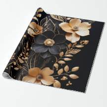 Pétales d'or : Floral sur Noir