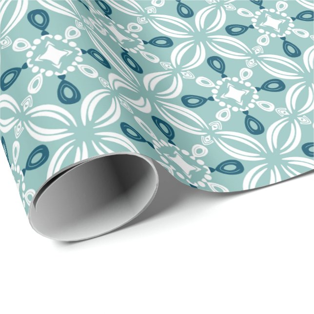 Papier Cadeau Petaline Wrapping Paper Roll (Ocean Mist) (Coin rond)
