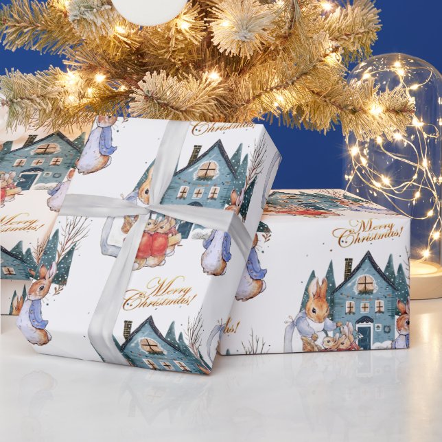 Papier Cadeau Peter le lapin Noël shopping (Vacances)