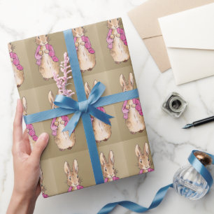 Papier Cadeau Peter le lapin rose veste Floral Frame