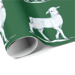 Papier Cadeau Petit agneau blanc