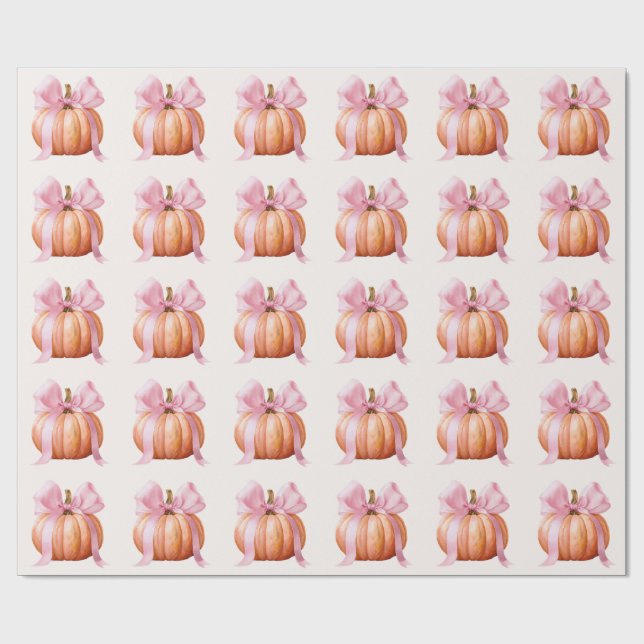 Papier Cadeau Petit Baby shower Citrouille - Chute de Bow Rose (Plat)
