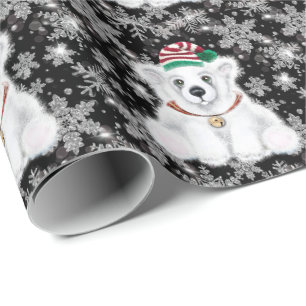 Papier Cadeau Petit bébé ours polaire de Noël, petit ours de Pèr