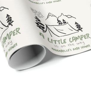 Papier Cadeau Petit campeur tente dessinée à la main garçon Baby