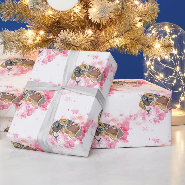 Papier Cadeau Petit chien d'aquarelle portrait animal (Vacances)